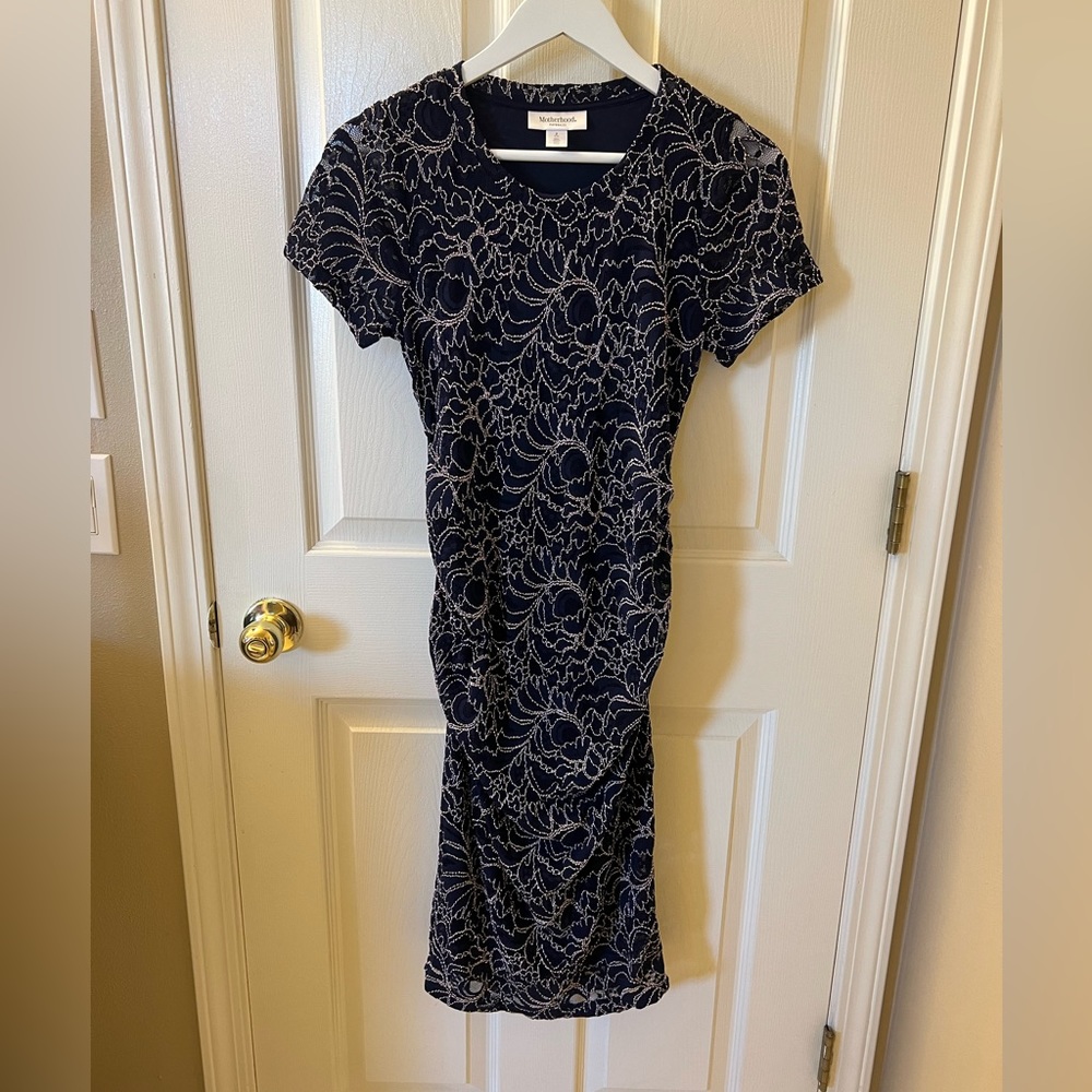 Lace Ruched Maternity Dress